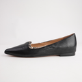 Yibbie Black Leather/ Latte Snake Flats