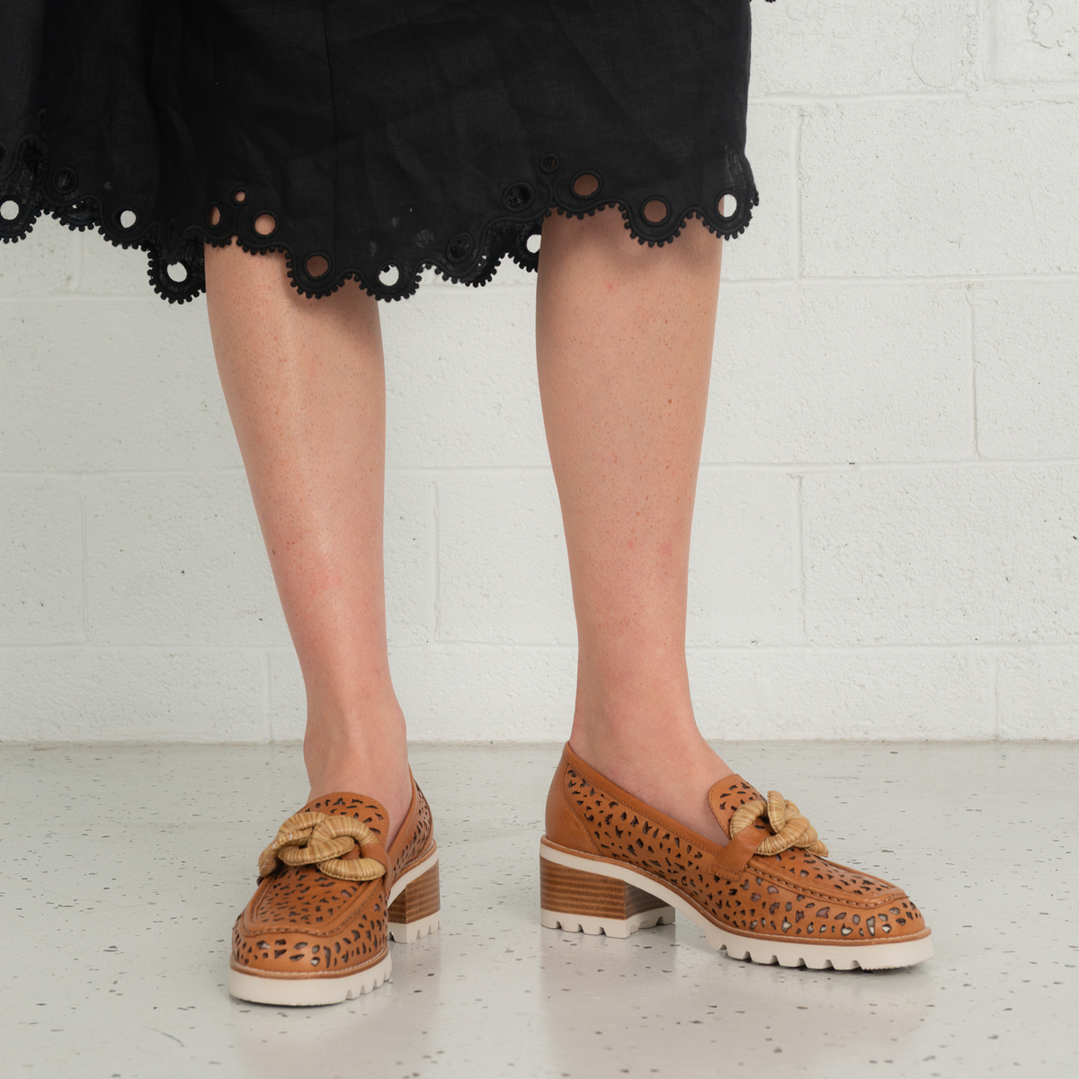 Popo Brandy Leather Heeled Loafers - BRESLEY | Shouz