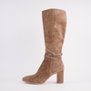 Amirie Light Choc Suede Knee High Boots