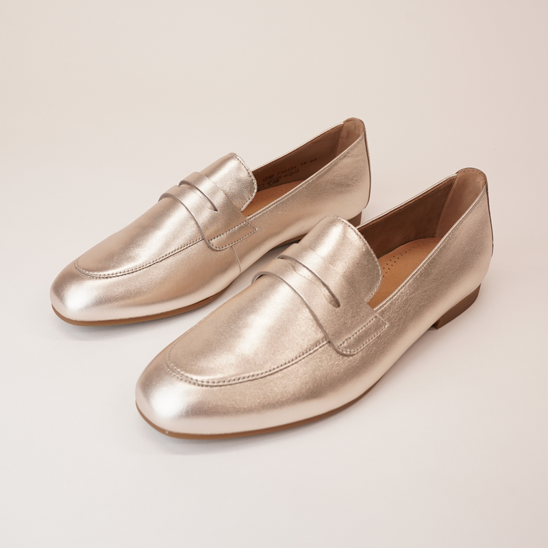 Libby Pewter Leather Loafers