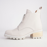 Dazzler Bone/ Tan Stack Leather Ankle Boots - BRESLEY | Shouz