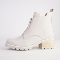 Dazzler Bone/ Tan Stack Leather Ankle Boots - BRESLEY | Shouz