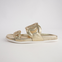 Tulia Gold Scribble Leather Slides