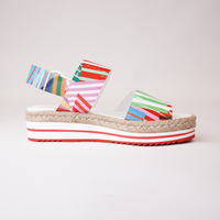 Atha White Stripe Patent Leather Sandals