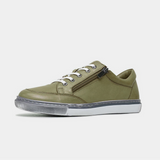 Ronnie Dark Olive Leather Sneakers