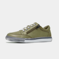 Ronnie Dark Olive Leather Sneakers