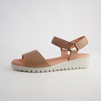 Minne Dark Tan/ Almond Sole Leather Sandals