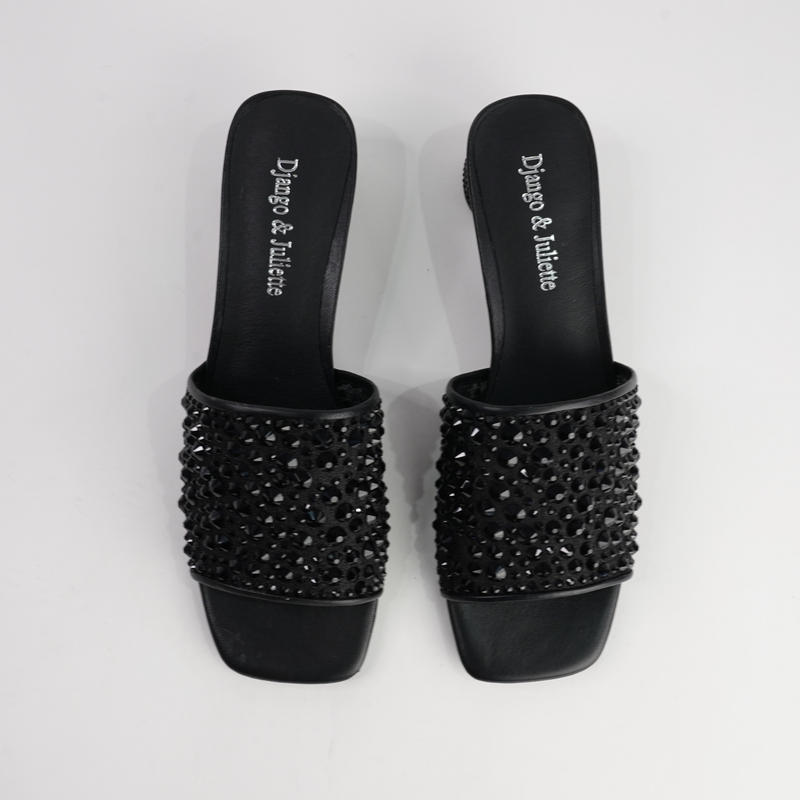 Heda Black Multi Leather Heels