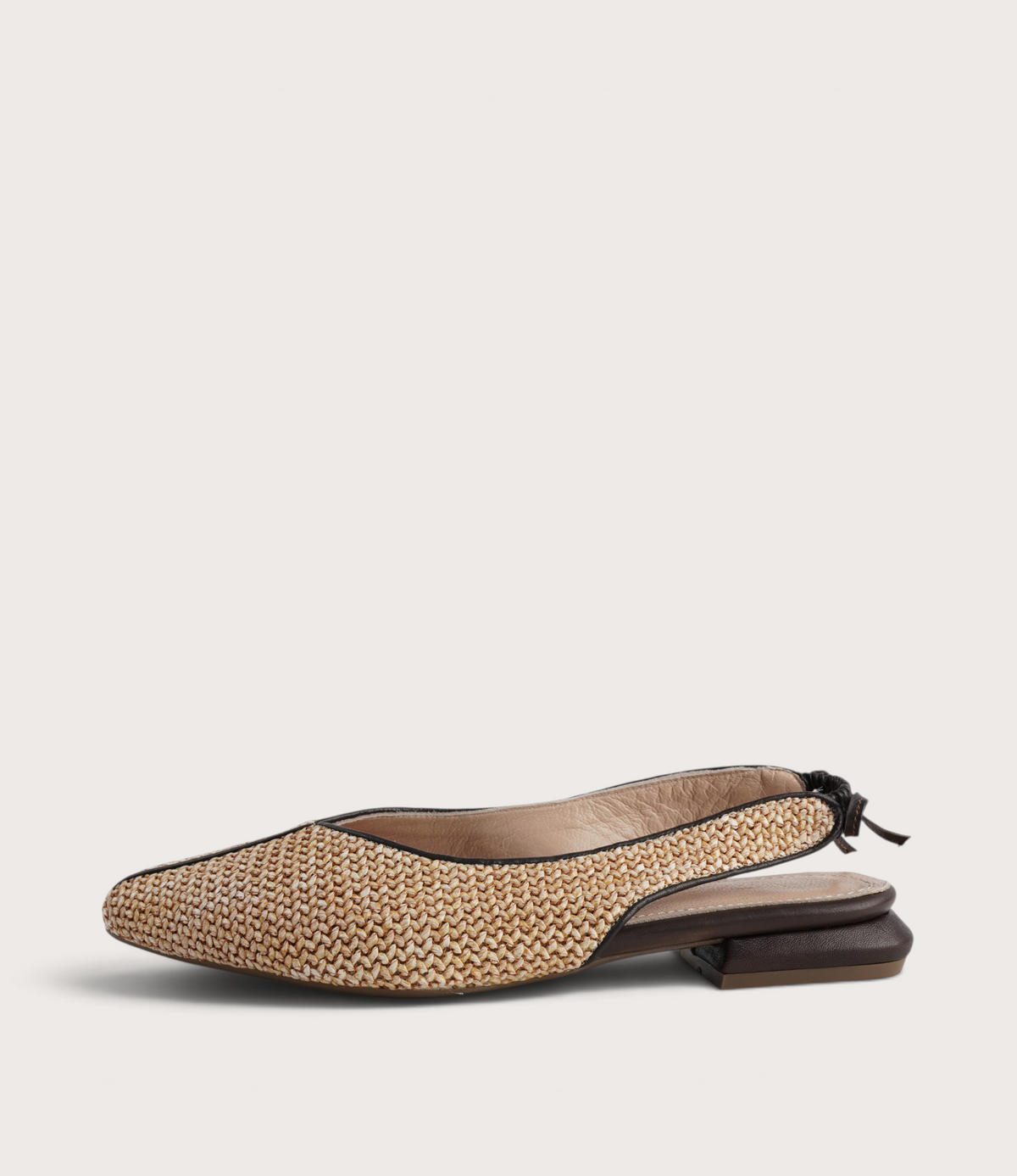 Pre-Order Valentina Raffia/ Brown Leather Flats