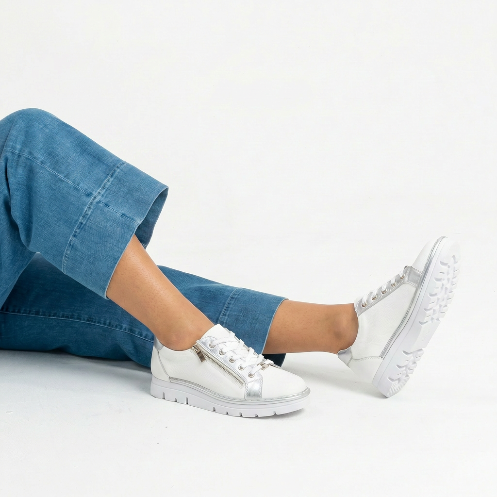 Elos White/silver Leather Sneakers