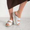 Solena White Leather Slides