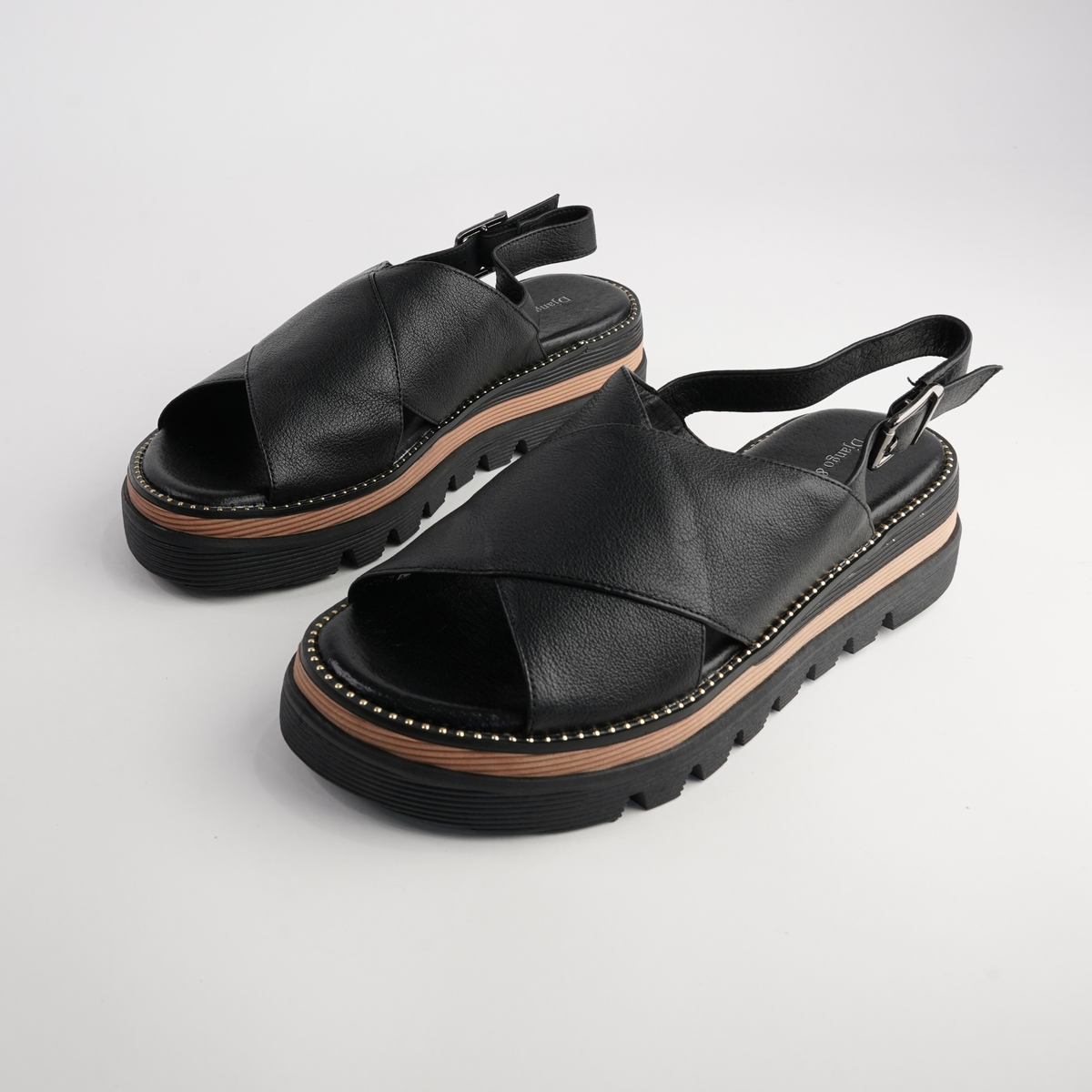 Sasi Black Leather Sandals