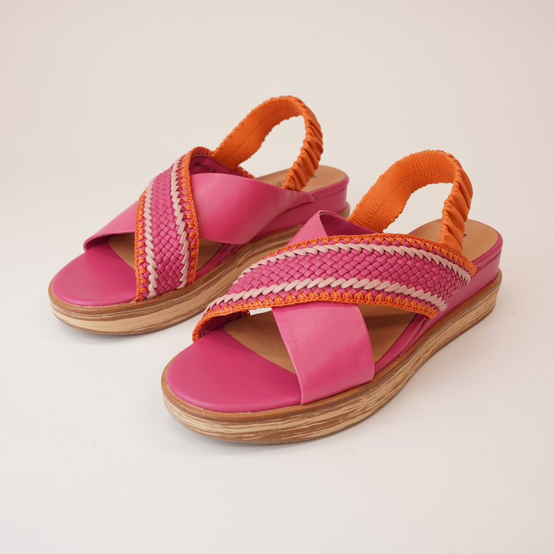 Debacle Fuchsia Multi Leather Sandals