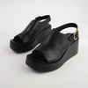 Ariani Black Leather Wedges