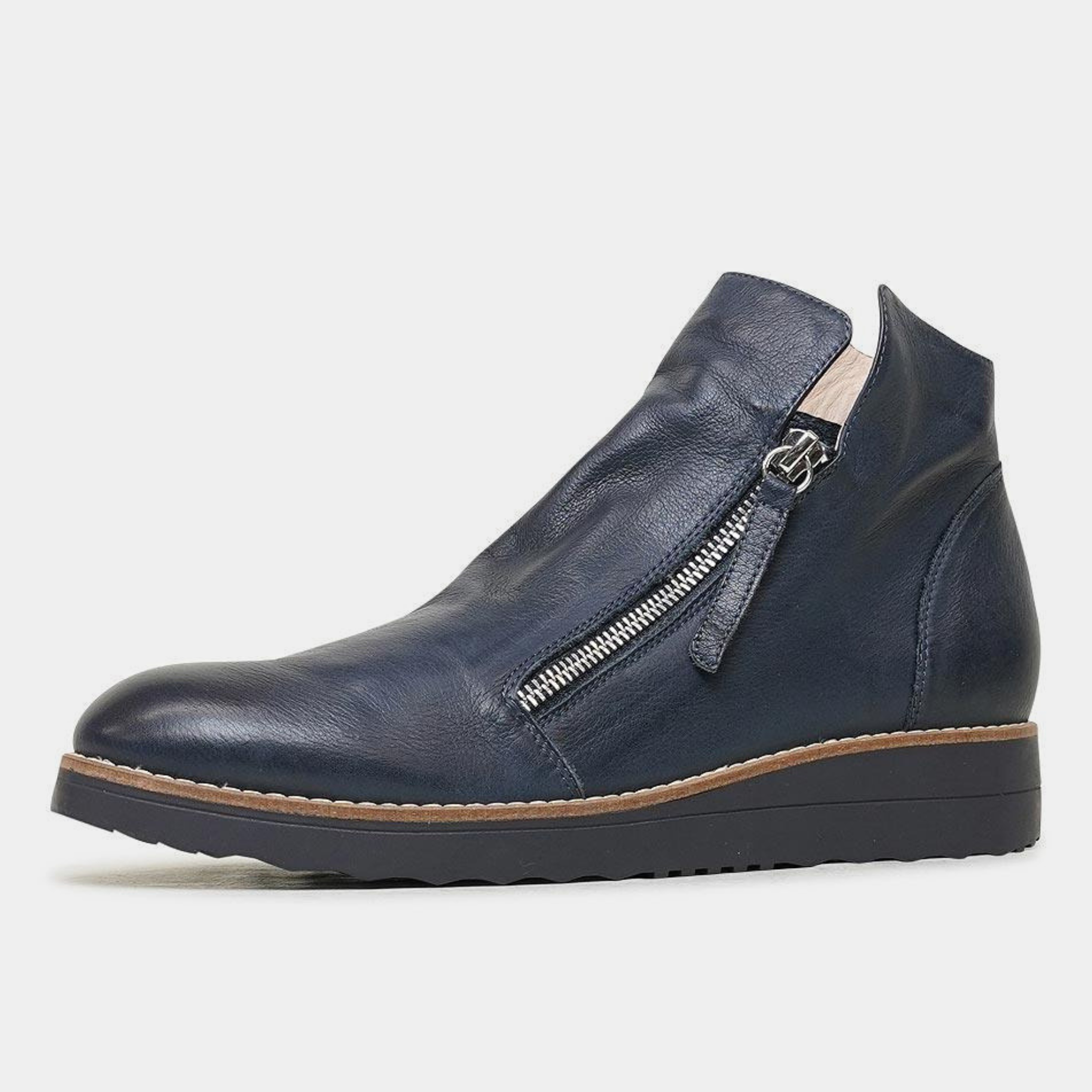 Ohmy Navy/ Navy Leather Ankle Boots - TOP END | Shouz