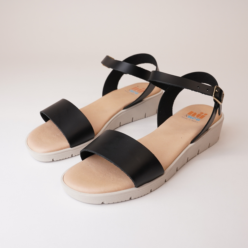 Bella Black Leather Sandals