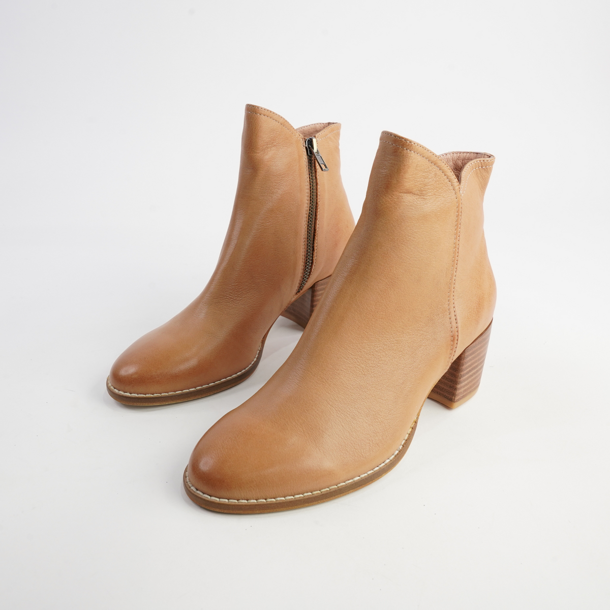 Mockas Dark Tan Leather Ankle Boots