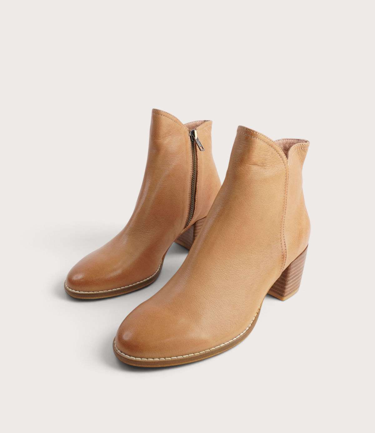 Mockas Dark Tan Leather Ankle Boots