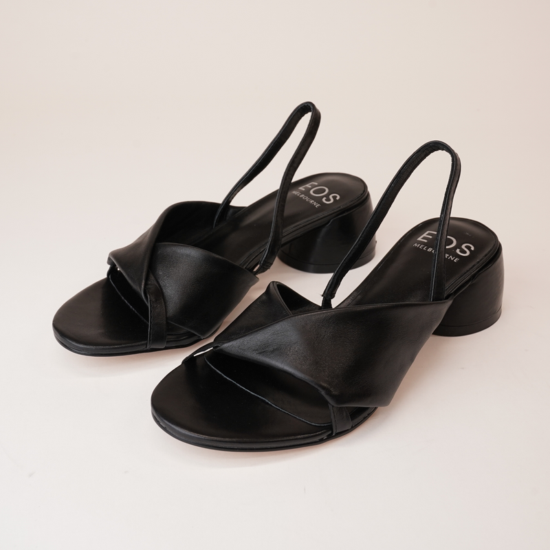 Fiorello Black Leather Heels