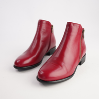 Lorenzo Red Leather Ankle Boots - BRESLEY | Shouz