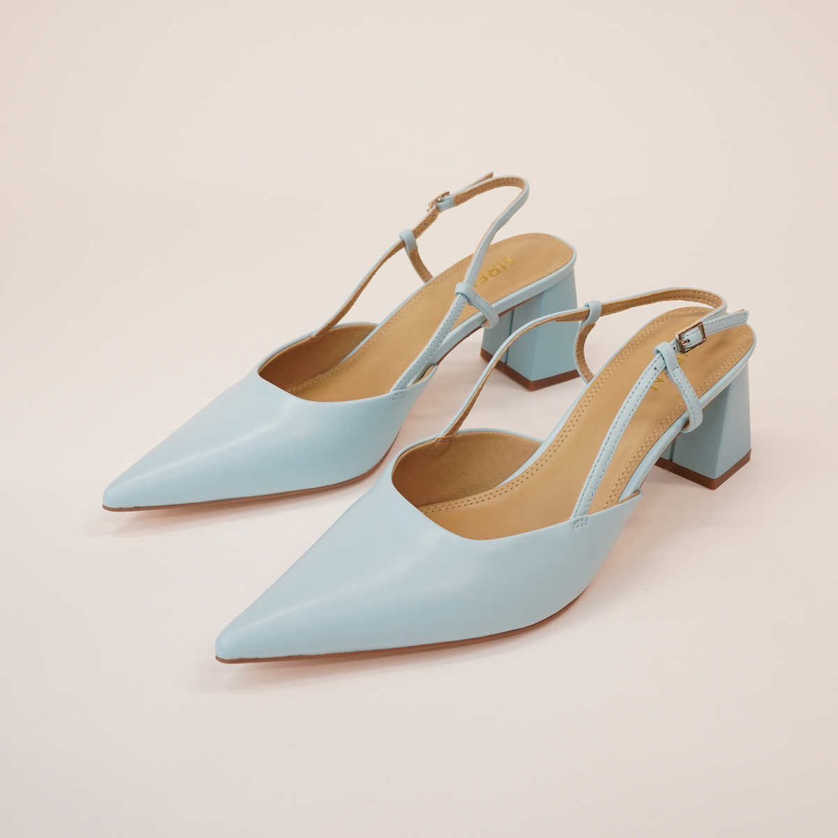 Yasmin Pale Blue Leather Heels