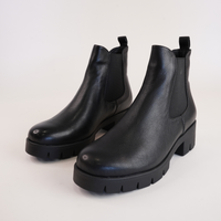 Hampy Black Leather Ankle Boots