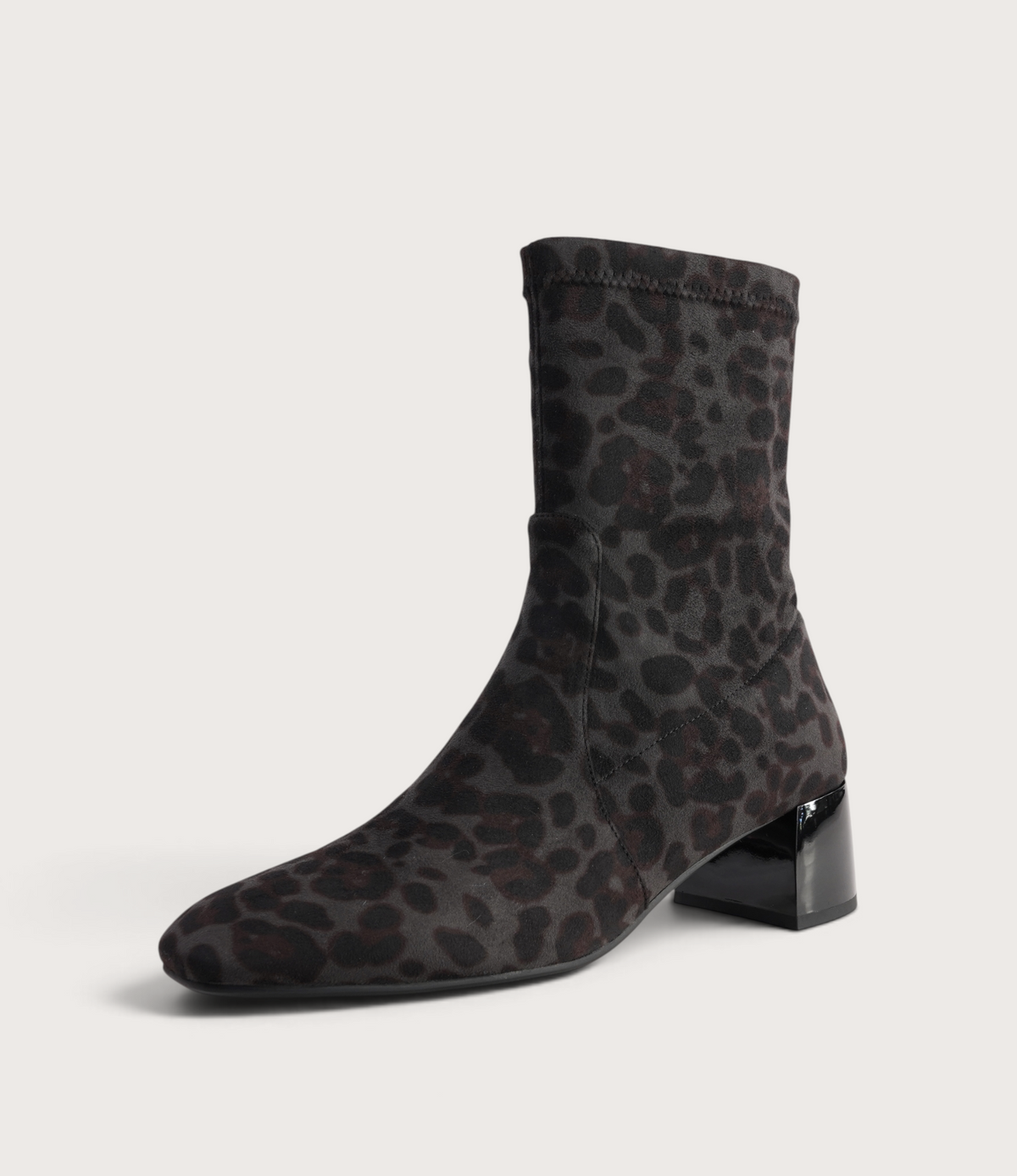 June Black Leopard Stretch Ankle Boots