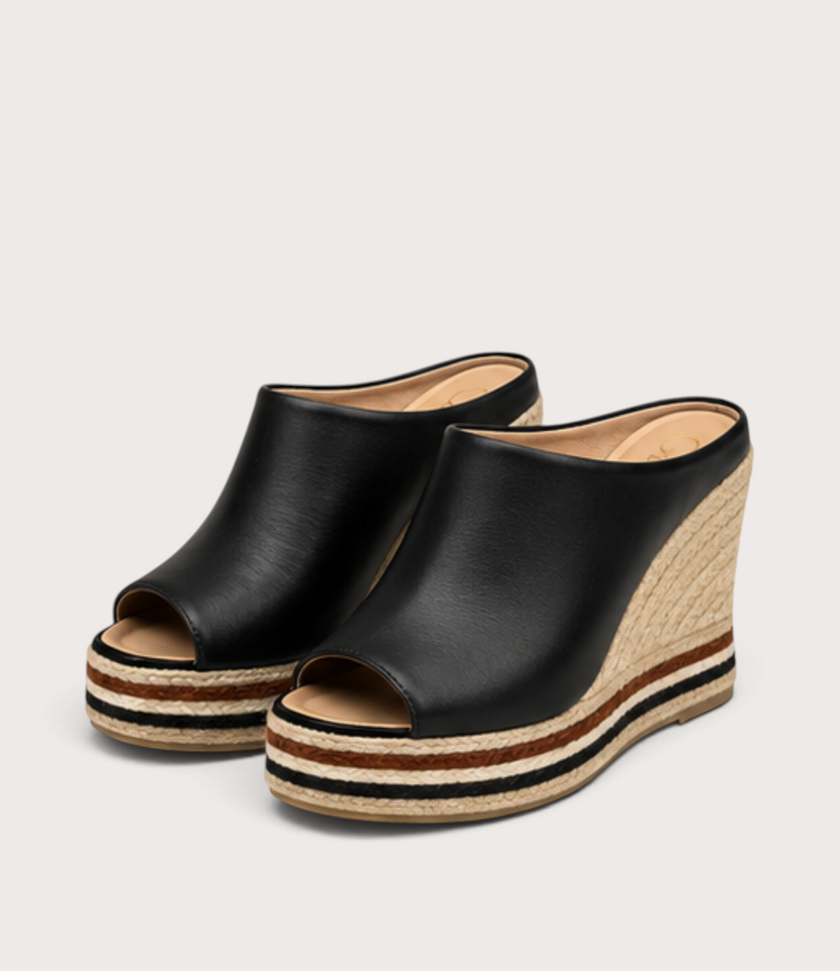 Bob Black Leather Wedges