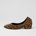 Ewa Light Tan Leopard Pony Leather Ballet Flats
