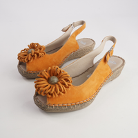 Erica Orange Leather Espadrille Wedges