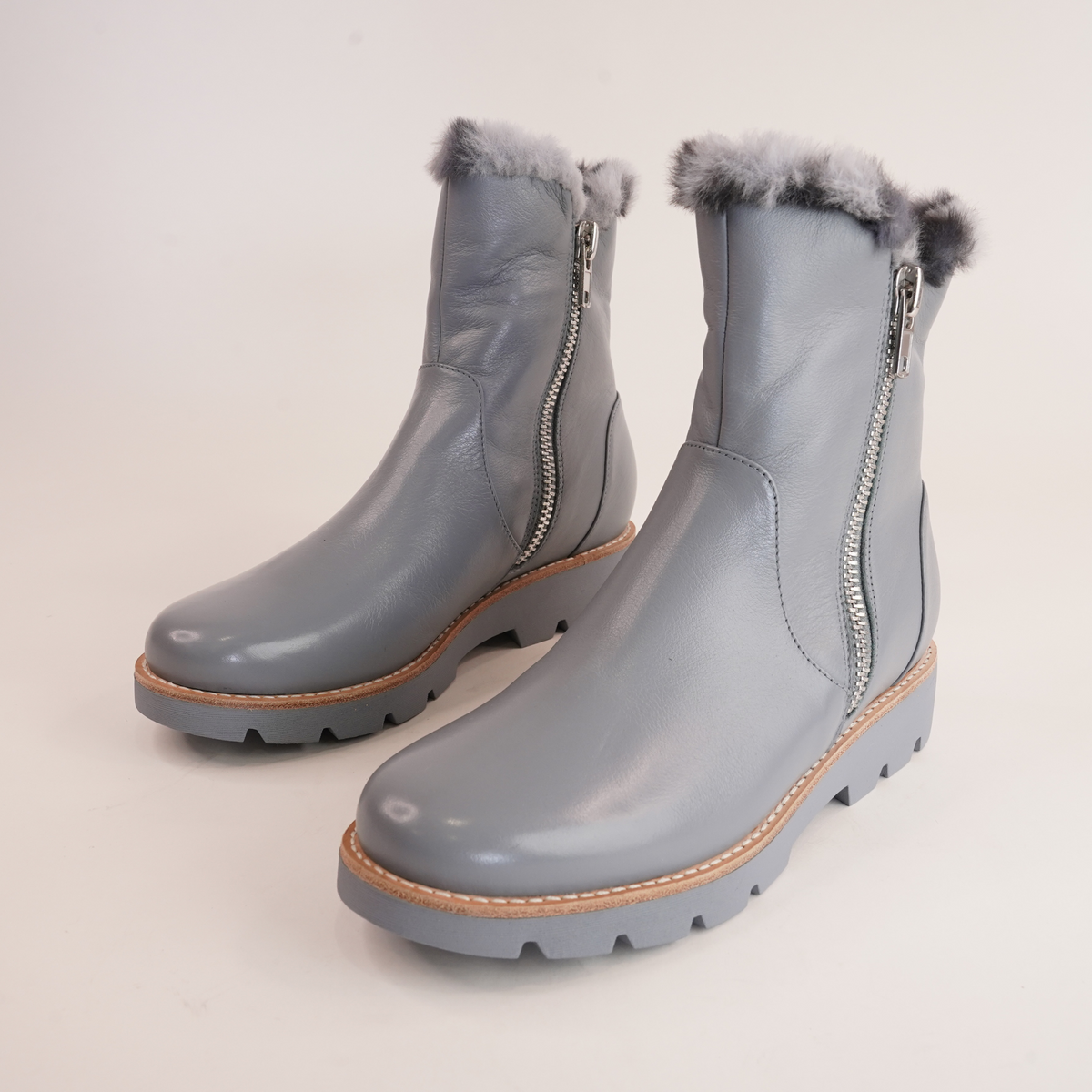 Dlinga Denim/ Denim Leopard Fur Leather Boots - DJANGO AND JULIETTE | Shouz