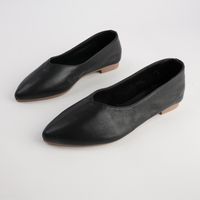 Celeste Black Leather Ballet Flats