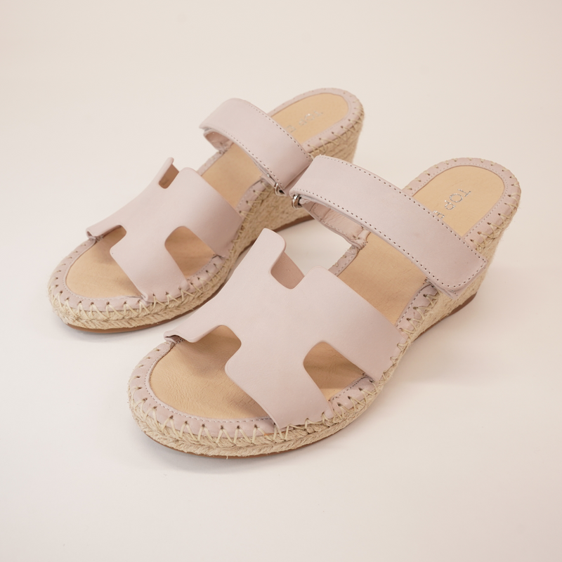 Goran Nude Leather Espadrille Wedges