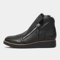 Opal Black Leather/ Black Fur Ankle Boots