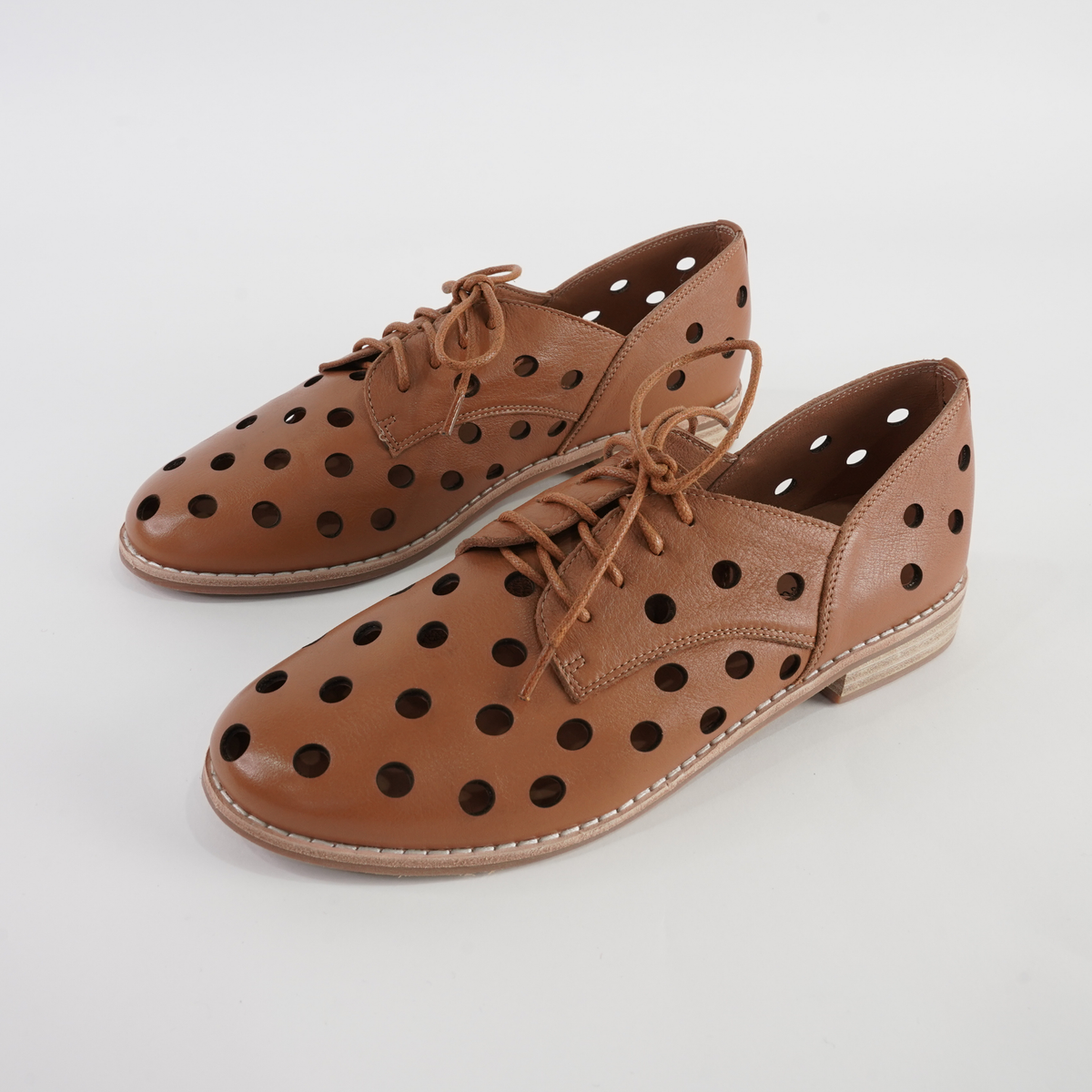 Aksel Dark Tan Leather Lace Up Flats