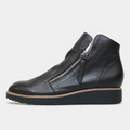 Ohmy Black/ Black Leather Ankle Boots