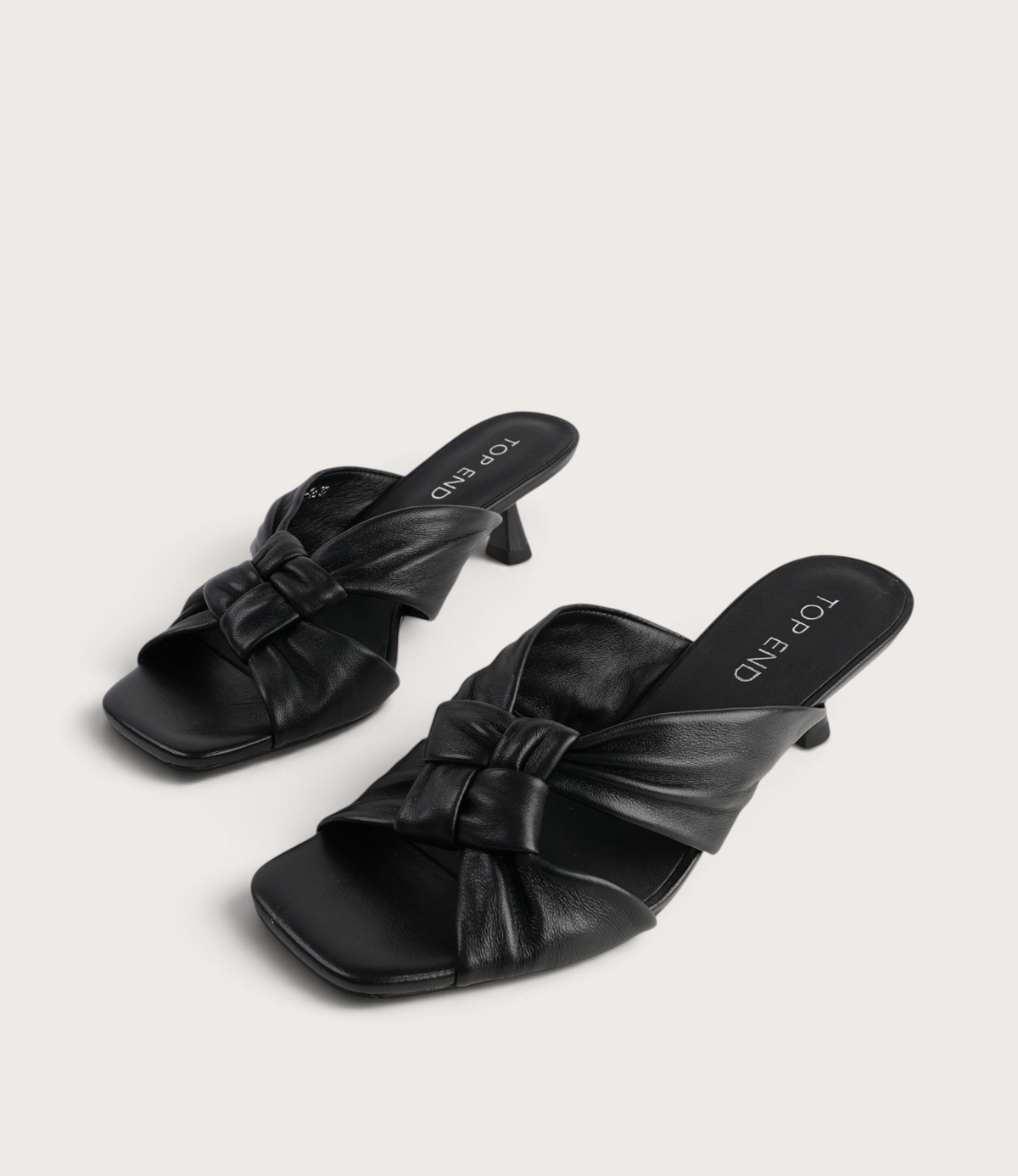 Kineta Black Leather Heels - TOP END | Shouz