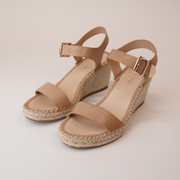 Gabigale Cappuccino Leather Espadrille Wedges