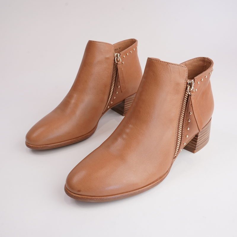 Anthea Brandy Leather Ankle Boots