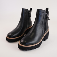 Waizey Black Leather Ankle Boots