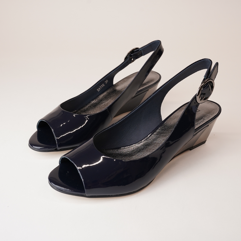 Raite Navy Patent Leather Wedges