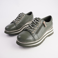 Eammes Olive/ Milk Leather Sneakers