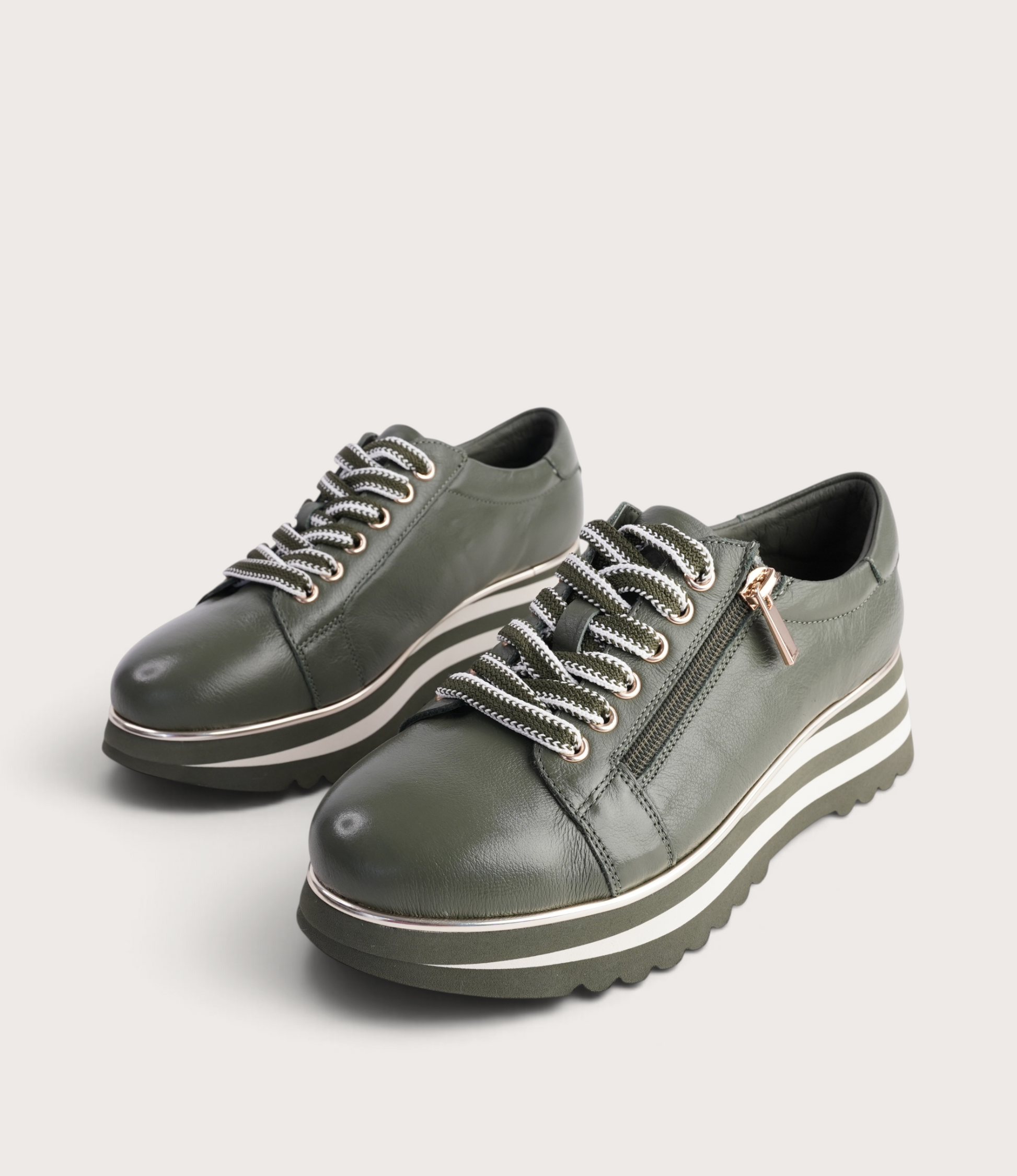 Eammes Olive/ Milk Leather Sneakers