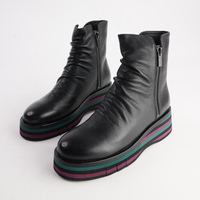 Ganni Black Leather/ Forest and Black Sole Boots - DJANGO AND JULIETTE | Shouz
