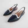 Yeska Navy Leather/ Ivory Flats