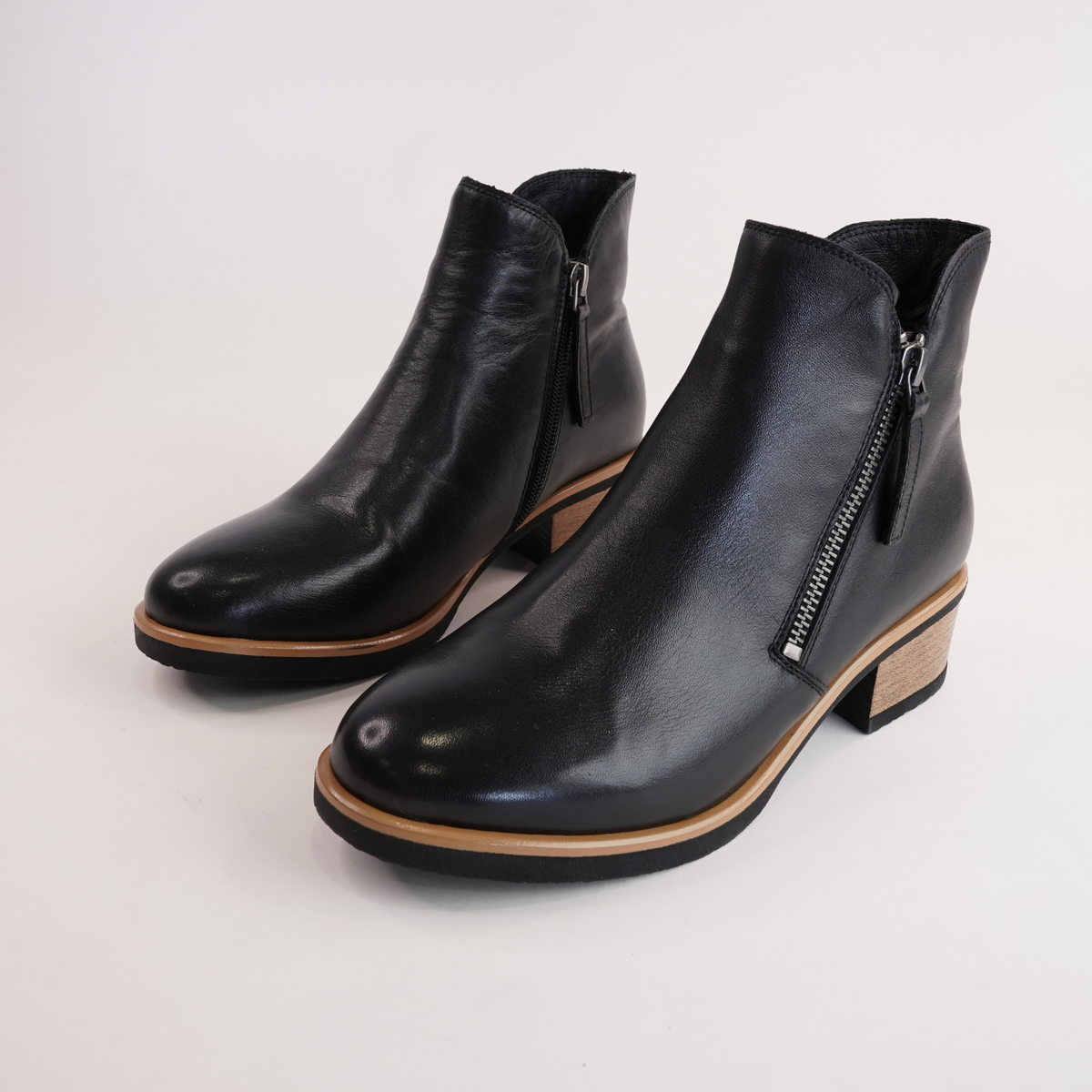 Dolomite Black Leather Ankle Boots