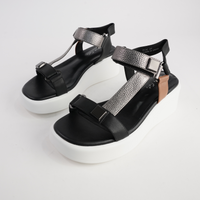Roz Black/ Silver Leather Sandals