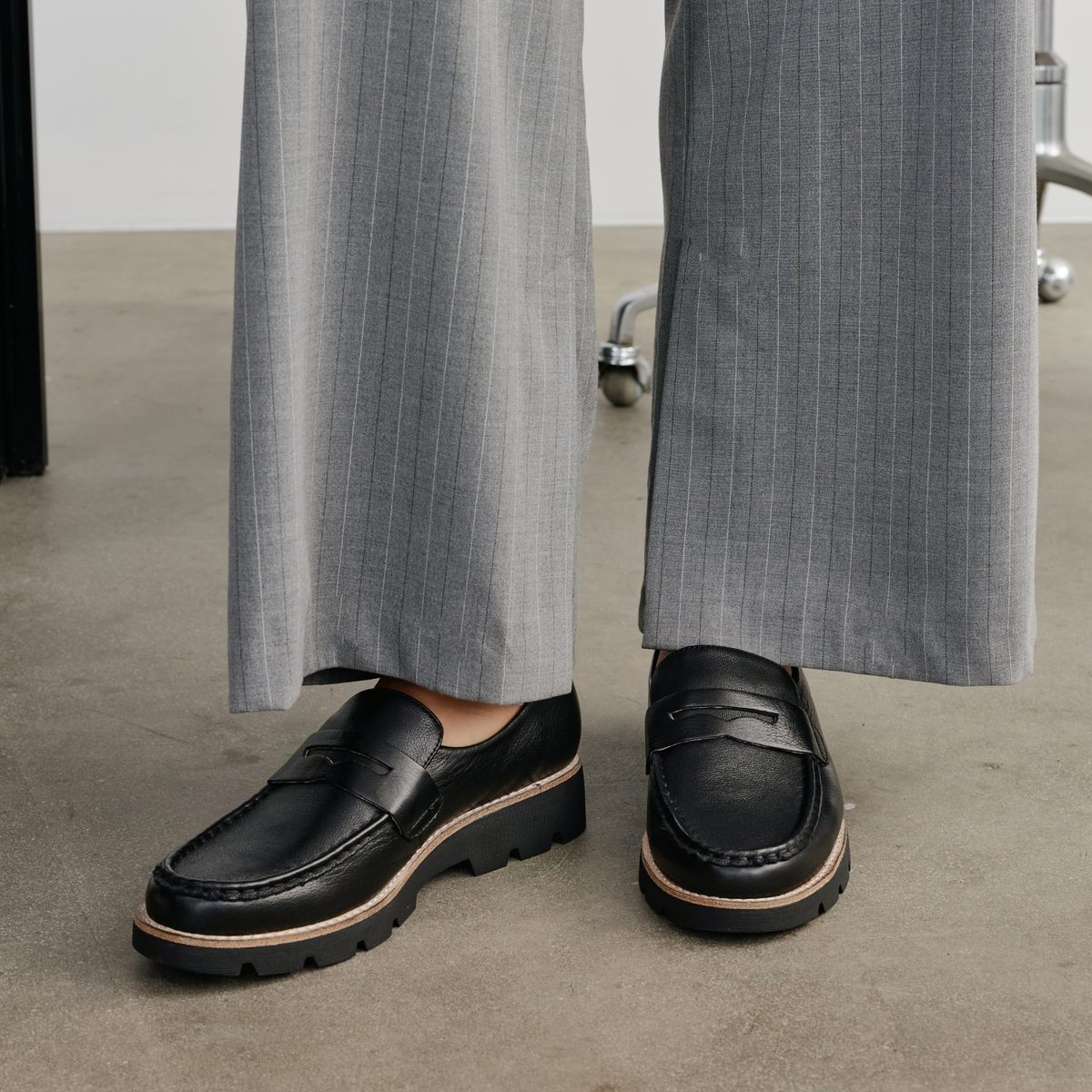 Dorte Black Leather/ Black Sole Loafers - DJANGO AND JULIETTE | Shouz