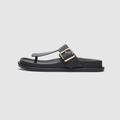 Aero Black Leather Sandals