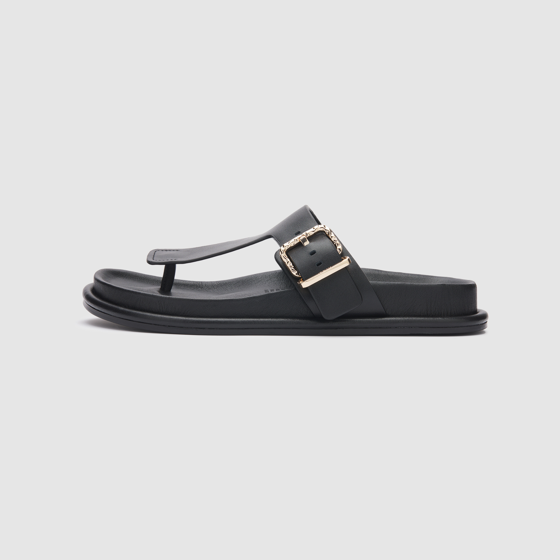 Aero Black Leather Sandals